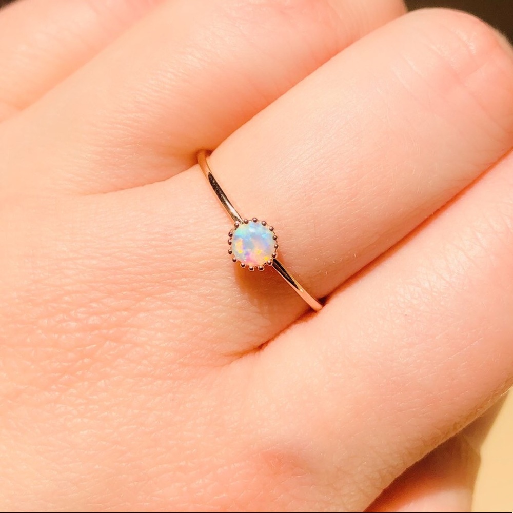 NEW Round Opal Rose Gold Ring - Picture 5 of 8